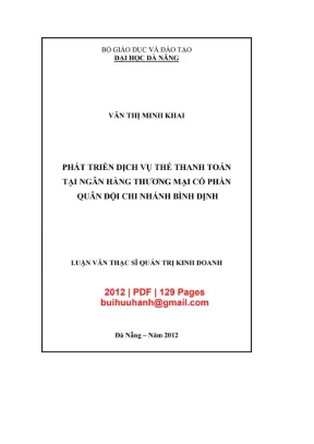 Luận văn thạc sĩ quản trị kinh doanh phát triển dịch vụ thẻ thanh toán tại ngân hàng thương mại cổ phần quân đội chi nhánh bình định