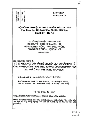 Luận văn cơ sở khoa học của vấn đề chuyển dịch cơ cấu kinh tế nông nghiệp nông thôn theo hướng công nghiệp hóa hiện đại hóa ở việt nam trong tương lai
