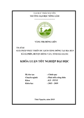 Luận văn giải pháp phát triển du lịch cộng đồng tại địa bàn xã sà phìn huyện đồng văn tỉnh hà giang