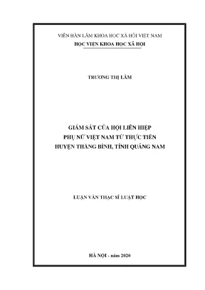 Luận văn thạc sĩ giám sát của hội lhpn việt nam tại thực tiễn huyện thăng bình tỉnh quảng nam