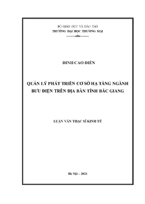 Luận văn thạc sĩ quản lý phát triển cơ sở hạ tầng ngành bưu điện trên địa bàn tỉnh bắc giang