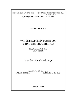 Luận án tiến sĩ triết học vấn đề phát triển con người ở tỉnh vĩnh phúc hiện nay
