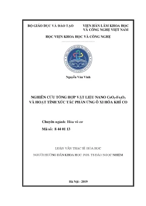 Luận văn thạc sĩ nghiên cứu tổng hợp vật liệu nano ceo2 fe2o3 và hoạt tính xúc tác phản ứng ô xi hóa khí co