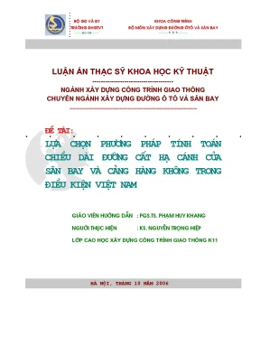 Lựa chọn phương pháp tính toán chiều dài đường cất hạ cánh của sân bay và cảng hàng không trong điều kiện việt nam luận án thạc sỹ khoa học kỹ thuật chuyên ngành xây dựng đường ô tô và sân bay