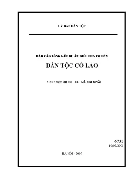 Luận văn báo cáo tổng kết dự án điều tra cơ bản dân tộc cờ lao