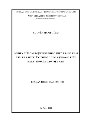 Luận án tiến sĩ giáo dục học nghiên cứu các biện pháp khắc phục trạng thái tâm lý xấu trước thi đấu cho vận động viên karatedo cấp cao việt nam