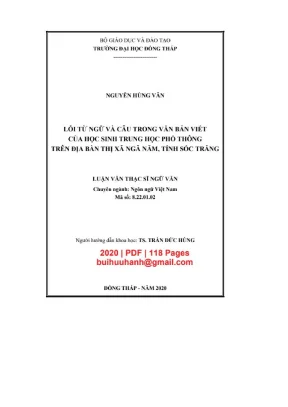 Luận văn thạc sĩ ngữ văn lỗi từ ngữ và câu trong văn bản viết của học sinh trung học phổ thông trên địa bàn thị xã ngã năm tỉnh sóc trăng