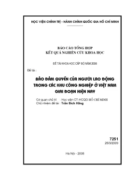 Luận văn bảo đảm quyền của người lao động trong các khu công nghiệp ở việt nam trong giai đoạn hiện nay