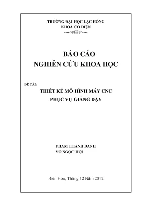 Luận văn thiết kế mô hình máy cnc phục vụ giảng dạy