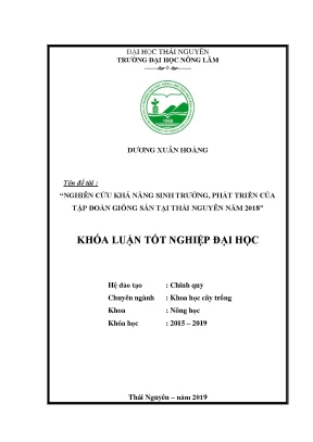 Luận văn nghiên cứu đặc điểm nông sinh học của tập đoàn giống sắn tại thái nguyên năm 2018