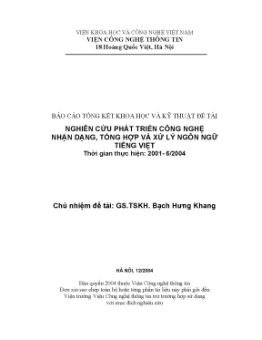 Luận văn nghiên cứu phát triển công nghệ nhận dạng tổng hợp và xử lý ngôn ngữ tiếng việt