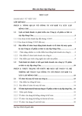 Luận văn tốt nghiệp thực trạng bộ máy kế toán và hệ thống kế toán tại công ty cổ phần cơ khí và xây lắp sông chu