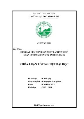 Luận văn khảo sát quy trình sản xuất sản phẩm bánh mì tươi nhân ruốc tại công ty tnhh tmdv 3a