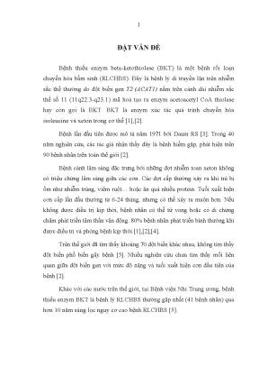 Luận án tiến sĩ nghiên cứu kiểu hình kiểu gen và kết quả điều trị bệnh thiếu enzym beta ketothiolase ở việt nam