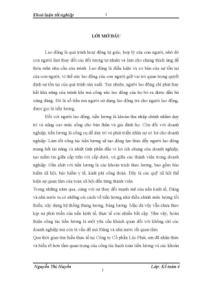 Luận văn thạc sĩ hoàn thiện hạch toán tiền lương và các khoản trích theo lương tại công ty cổ phần lộc phát