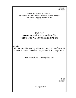 Luận văn xây dựng bản tin dự báo chất lượng không khí cho các vùng kinh tế trong điểm tại việt nam