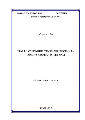 Luận án tiến sĩ pháp luật về nghĩa vụ của người quản lý công ty cổ phần ở việt nam