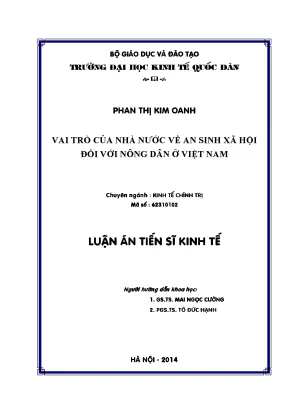 Luận án tiến sĩ vai trò của nhà nước về an sinh xã hội đối với nông dân ở việt nam