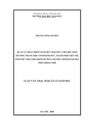 Luận văn thạc sĩ quản lý hoạt động giáo dục đạo đức cho học sinh trung trung học cơ sở kim đức thành phố việt trì tỉnh phú thọ theo hướng chương trình giáo dục phổ thông mới