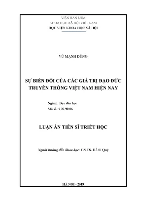 Luận án tiến sĩ sự biến đổi của các giá trị đạo đức truyền thống việt nam hiện nay