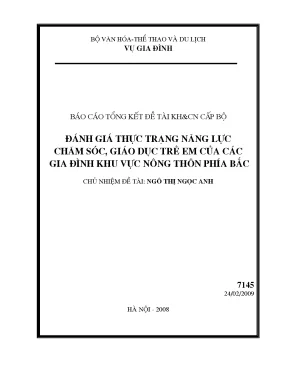 Luận văn đánh giá thực trạng năng lực chăm sóc giáo dục trẻ em của các gia đình khu vực nông thôn phía bắc