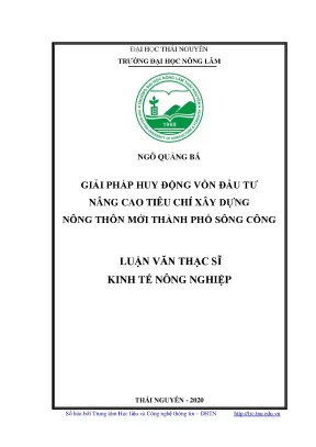 Luận văn thạc sĩ giải pháp huy động vốn đầu tư nâng cao tiêu chí xây dựng nông thôn mới thành phố sông công