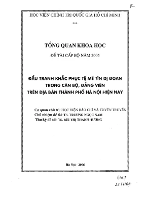 Luận văn đấu tranh khắc phục tệ mê tín dị đoan trong cán bộ đảng viên trên địa bàn thành phố hà nội hiện nay