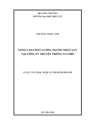 Luận văn thạc sĩ nâng cao chất lượng đào tạo nguồn nhân lực tại công ty truyền thông vccprp
