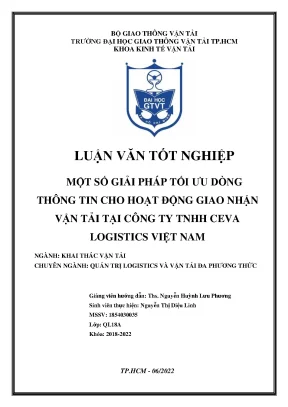 Luận văn một số giải pháp tối ưu dòng thông tin cho hoạt động giao nhận vận tải tại công ty tnhh ceva logistics việt nam