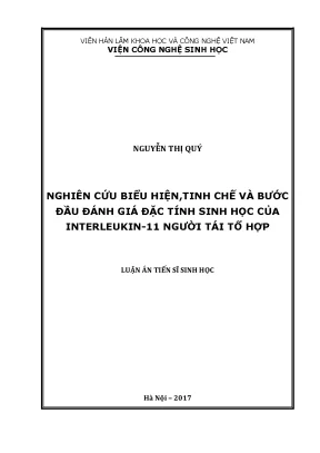 Luận án tiến sĩ nghiên cứu biểu hiện tinh chế và bước đầu đánh giá đặc tính sinh học của interleukin 11 người tái tổ hợp