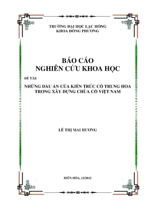 Luận văn những dấu ấn của kiến trúc cổ trung hoa trong xây dựng chùa cổ việt nam