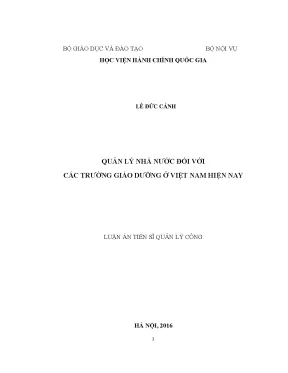 Luận án tiến sĩ quản lý nhà nước đối với các trường giáo dưỡng ở việt nam hiện nay