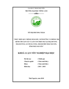 Luận văn thực hiện quy trình chăm sóc nuôi dưỡng và phòng trị bệnh cho lợn nái và lợn con theo mẹ tại trại dương thanh tùng xã tích lương thành phố thái nguyên