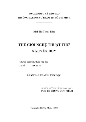 Luận văn thạc sĩ thế giới nghệ thuật thơ nguyễn duy