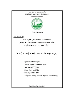 Luận văn áp dụng quy trình chăm sóc nuôi dưỡng cho đàn lợn nái sinh sản nuôi tại trại lợn nam dần