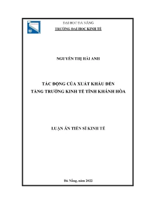 Luận án tiến sĩ tác động của xuất khẩu đến tăng trưởng kinh tế tỉnh khánh hòa