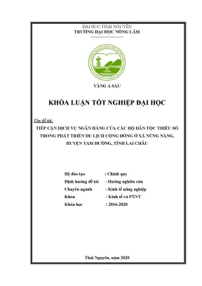 Luận văn tiếp cận dịch vụ ngân hàng của các hộ dân tộc thiểu số trong phát triển du lịch cộng đồng ở xã nùng nàng huyện tam đường tỉnh lai châu