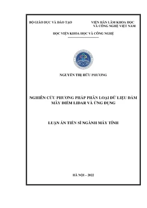 Luận án tiến sĩ máy tính nghiên cứu phương pháp phân loại dữ liệu đám mây điểm lidar và ứng dụng