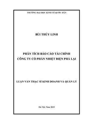 Luận văn thạc sĩ phân tích báo cáo tài chính công ty cổ phần nhiệt điện phả lại