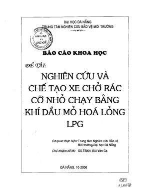 Luận văn nghiên cứu và chế tạo xe chở rác cỡ nhỏ chạy bằng khí dầu mỏ hoá lỏng lpg
