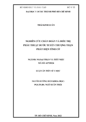 Luận án tiến sĩ y học nghiên cứu chẩn đoán và điều trị phẫu thuật bướu tuyến thượng thận phát hiện tình cờ