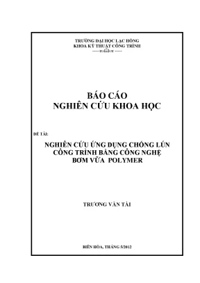 Luận văn nghiên cứu ứng dụng chống lún công trình bằng công nghệ bơm vữa polymer