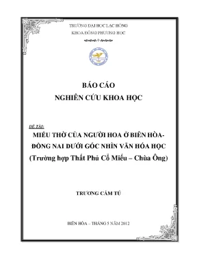 Luận văn miếu thờ của người hoa ở biên hòa đồng nai dưới góc nhìn văn hóa học trường hợp thất phủ cổ miếu chùa ông