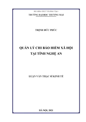 Luận văn thạc sĩ quản lý chi bảo hiểm xã hội tại tỉnh nghệ an