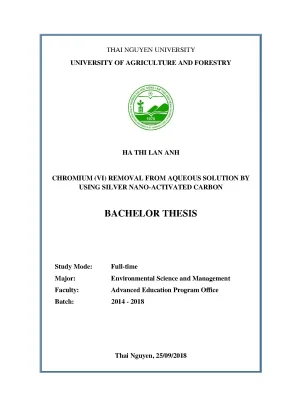 Luận văn chromium vi removal from aqueous solution by using silver nano activated carbon