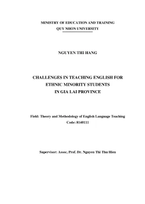 Luận văn thạc sĩ challenges in teaching english for ethnic minority students in gia lai province