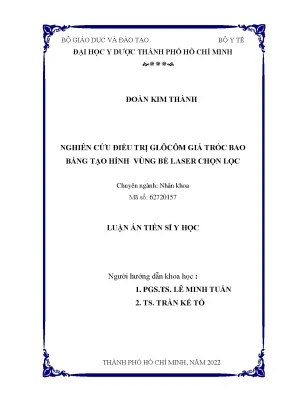 Luận án tiến sĩ y học nghiên cứu điều trị glôcôm giả tróc bao bằng tạo hình vùng bè laser chọn lọc