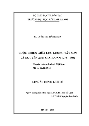 Luận án tiến sĩ cuộc chiến giữa lực lượng tây sơn và nguyễn ánh giai đoạn 1778 1802