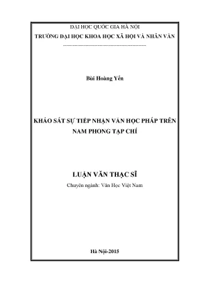 Luận văn thạc sĩ khảo sát sự tiếp nhận văn học pháp trên nam phong tạp chí