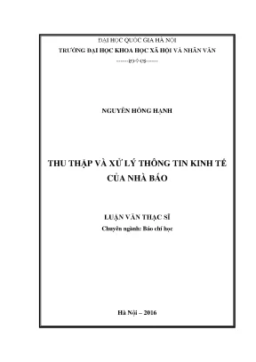 Luận văn thạc sĩ thu thập và xử lý thông tin kinh tế của nhà báo